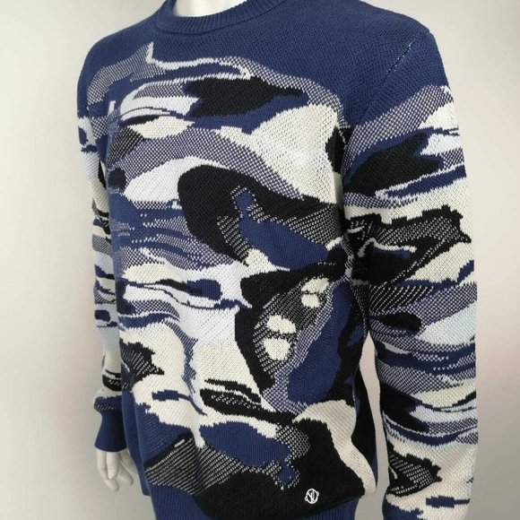 New Authentic Louis Vuitton Camo Pique Jacquard Crewneck Sweater - Picture 3 of 12